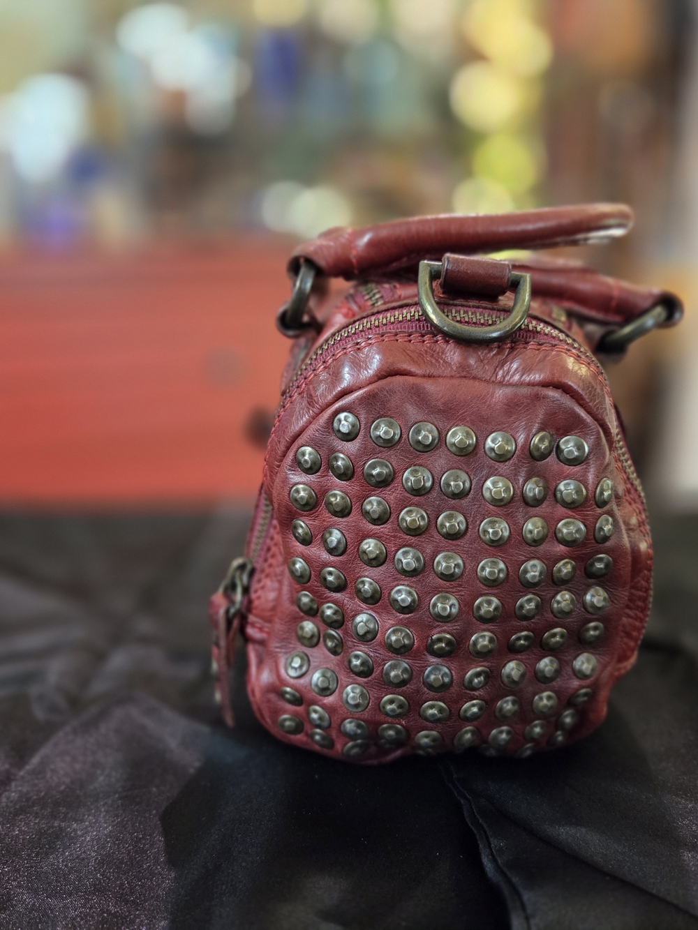 FRYE Red Leather Mini Satchel - Women's Bag - Picture 4 of 12